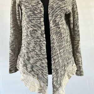 Arizona Jean Company Black and White Cardigan with Lace Hem